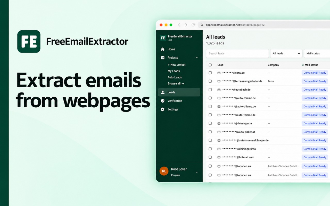ProspectChief leads dashboard with projects and contact columns